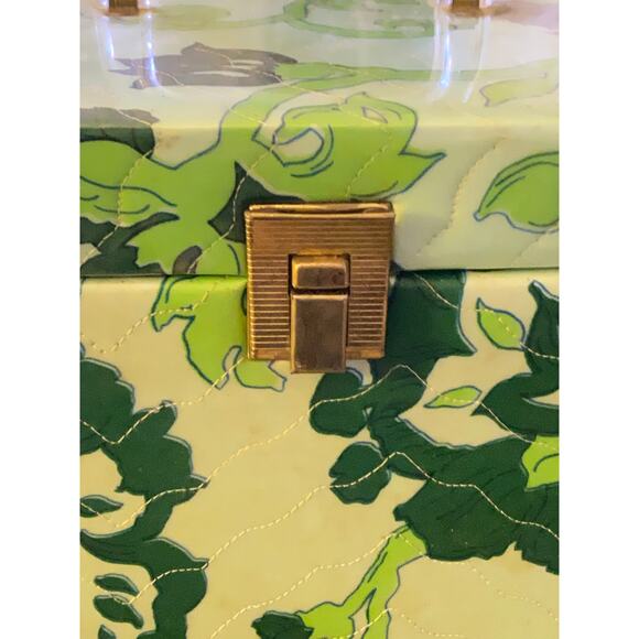 Vintage Vinyl‎ Covered Sewing Basket, Vintage Makeup Case, Floral,Hippie,1960s - Picture 6 of 10